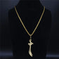 Imam Ali Arabic Sword Stainless Steel Necklaces for Men Gold Color Zulfiqar Necklace Jewelry collares largos N2657S01