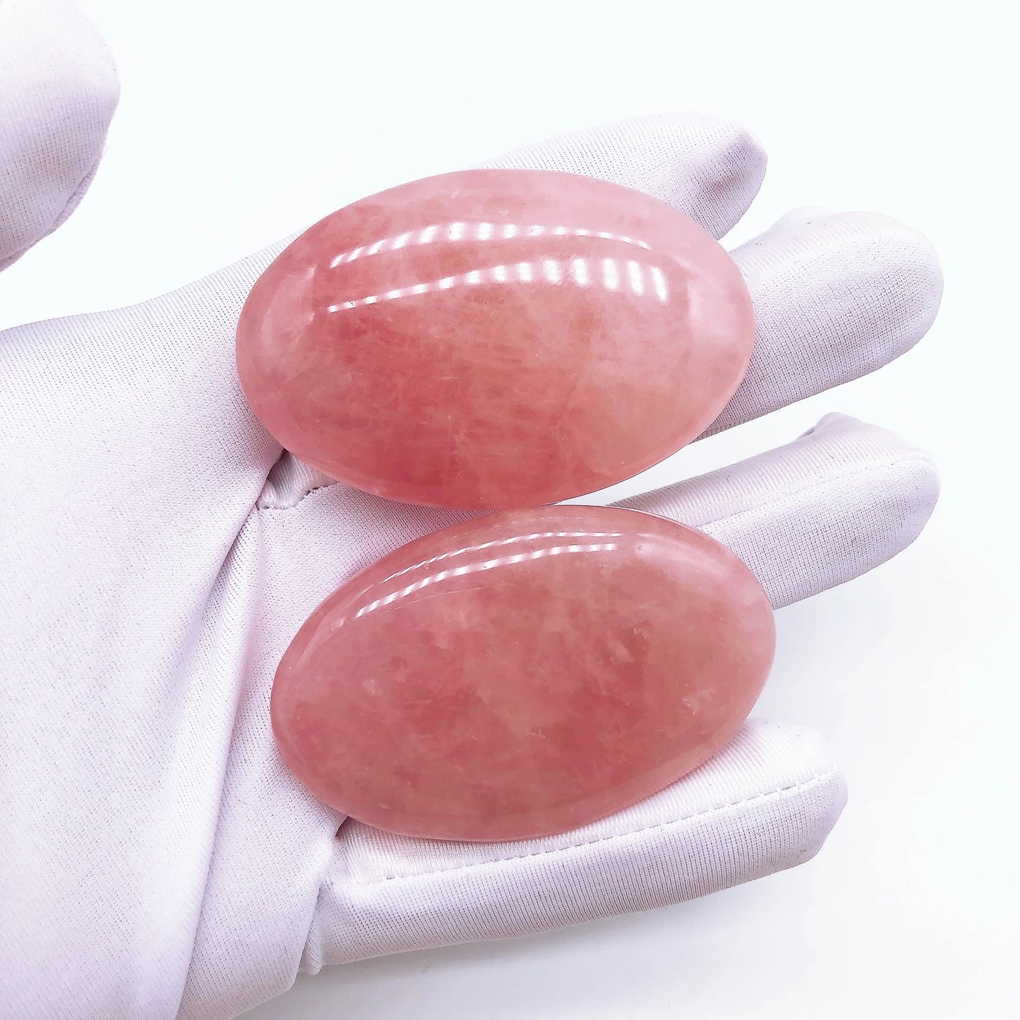 53MM Natural Rose Quartz Palm Hot Compress Massage Crystal Pink Stone Reiki Healing Eliminating Fatigue Home Decoration Gift