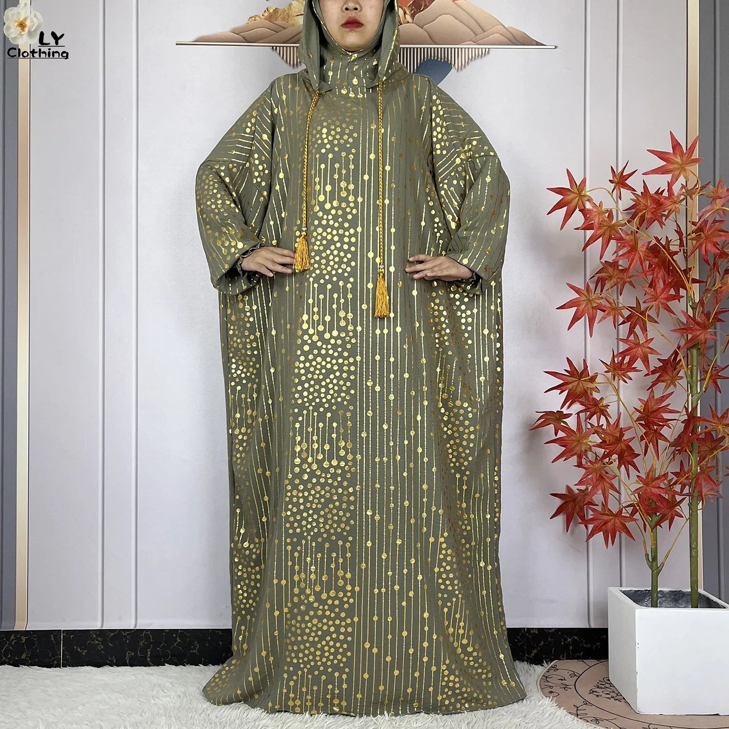 2024 New Muslim Long Sleeve Abaya Women Ramadan Prayer Clothes Turkey Middle East Femme Robe Loose African Dress Two-Hat Abaya