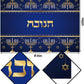 Hanukkah Menorah Rectangle Tablecloth Hebrew Jewish Chanukah Party Decor Star of David Table Cover Washable Kitchen Dining Table