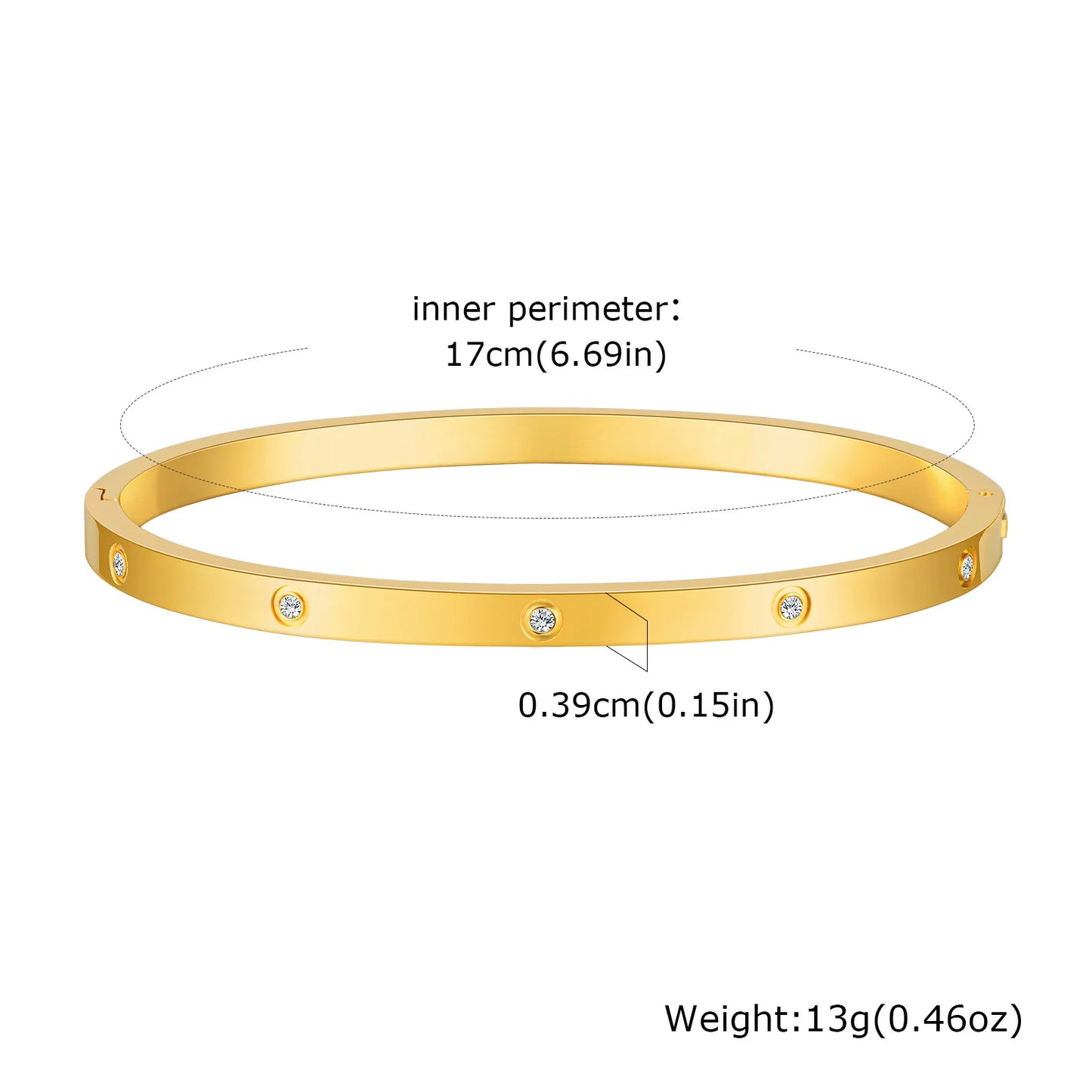 Vnox Waterproof Luxury Bangles Round Zircon For Women,Stainless Steel Classic Wrist Bracelets,Hand Jewelry Mother's Day Card