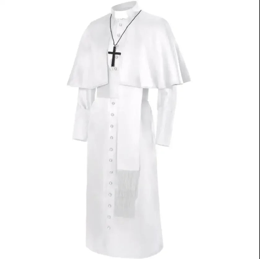 Medieval Priest Cosplay Costume Catholic Cassock Robe for Church Pastor Missionary Clergy