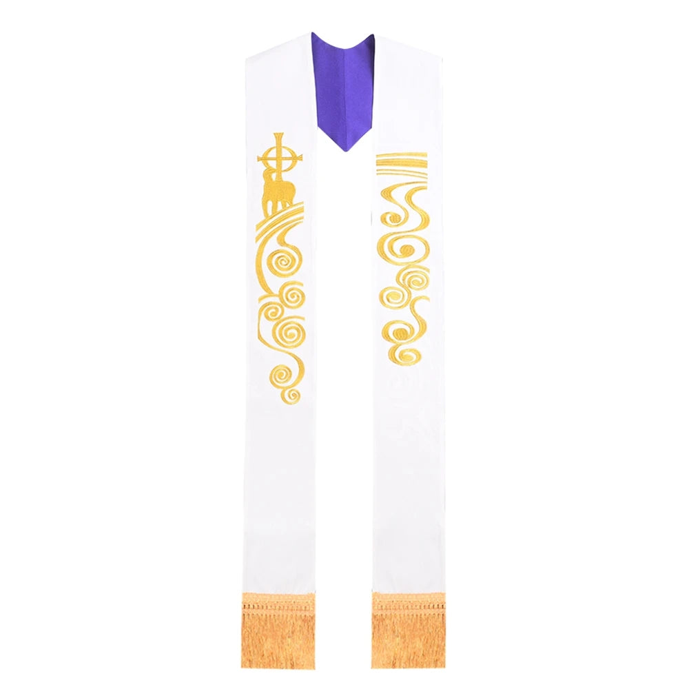 Priest Stole Clergy Costume Soutane Reversible Double Side Embroidery Church Scarf