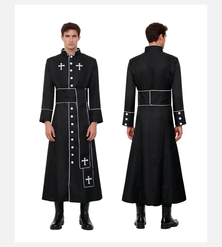 2026 Medieval clergy cosplay, priest robe, Roman jumpsuit, standing collar, costume LAQ