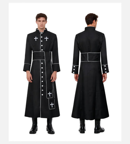 2026 Medieval clergy cosplay, priest robe, Roman jumpsuit, standing collar, costume LAQ