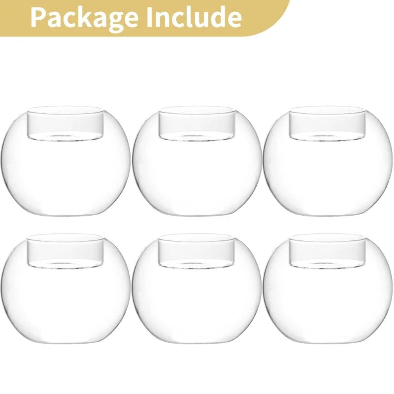 6/12Pcs Transparent Glass Candle Holder with LED Candles for Dining Home Table Centerpieces Valentine's Day Halloween