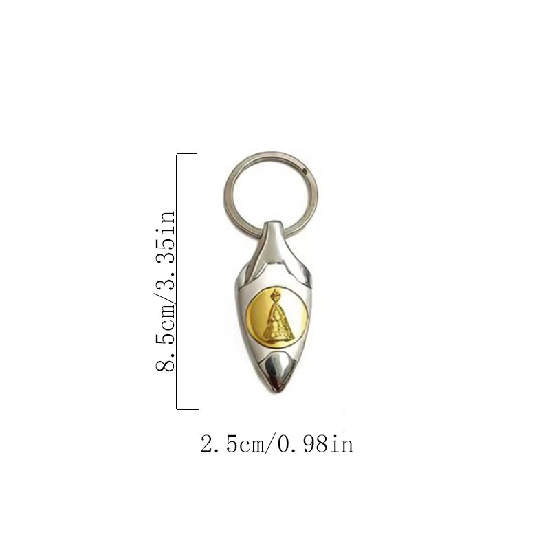 Gold Silver Plated Catholic Virgin Mary Keychain Set Religious Key Ring for Car Keys Faith Gift for Men Women Christian Devotion