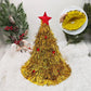Christmas Tree Hats Fabric Rain Silk Hat for Adults Kids Funny Santa Hat with Tinsel Xmas Holiday Party Costume New Year Decor
