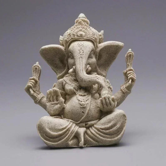 Sandstone Ganesha Buddha Elephant Statue Sculpture Handmade Figurine Miniatures Home Decoration Accessories Desk Crafts