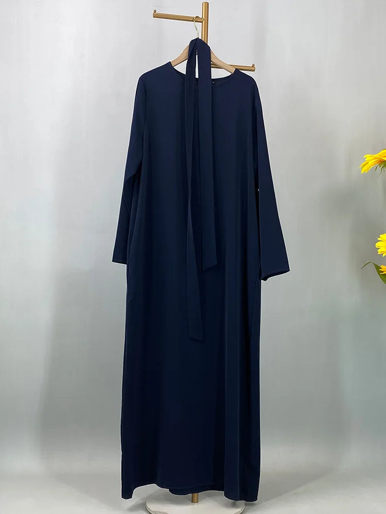 Hot Selle Muslim Woman Abaya With Pockets Islamic Casual And Simple Long Dresses Moroccan Caftan Woman Dubai Abaya Ramadan Black