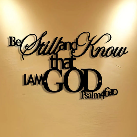 Elegant Minimalist Christian Wall Art -"Be Still and Know That I Am God" Bible Verse Metal Sign, Rustic Farmhouse Decor for Home