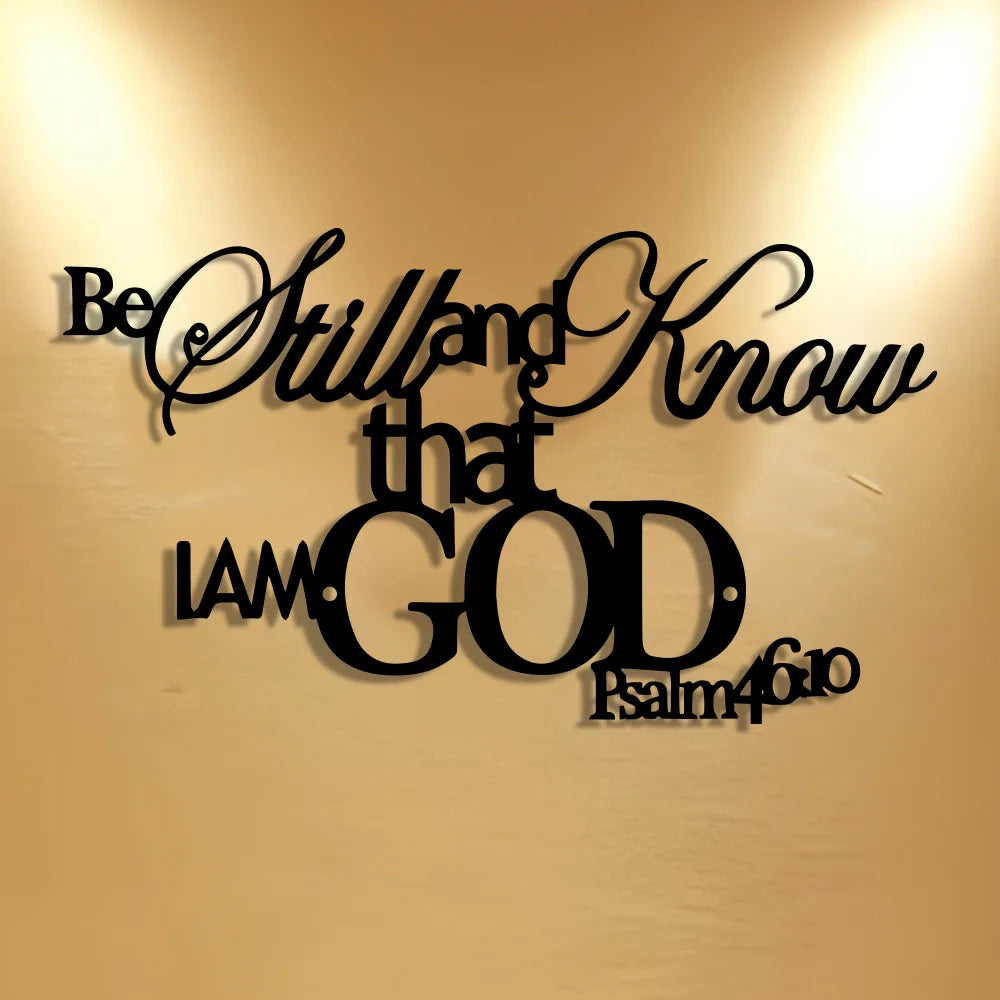Elegant Minimalist Christian Wall Art -"Be Still and Know That I Am God" Bible Verse Metal Sign, Rustic Farmhouse Decor for Home
