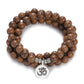 Multilayer Wood Beads Buddha Lotus OM Bracelet Tibetan Buddhist Mala Charm Rosary Bracelet Yoga Wooden For Women Men Jewelry