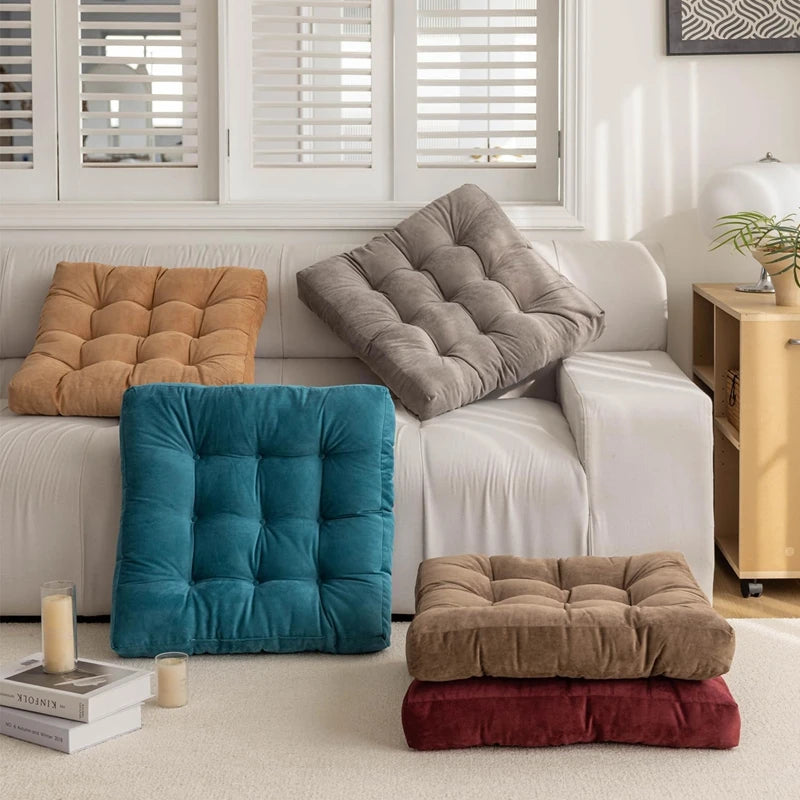 Floor Pillow Square Floor Seating Pillow Cushion Meditation Yoga Seat Kneeling Pillows Thick Tufted Cushions Mat Pad Balcony