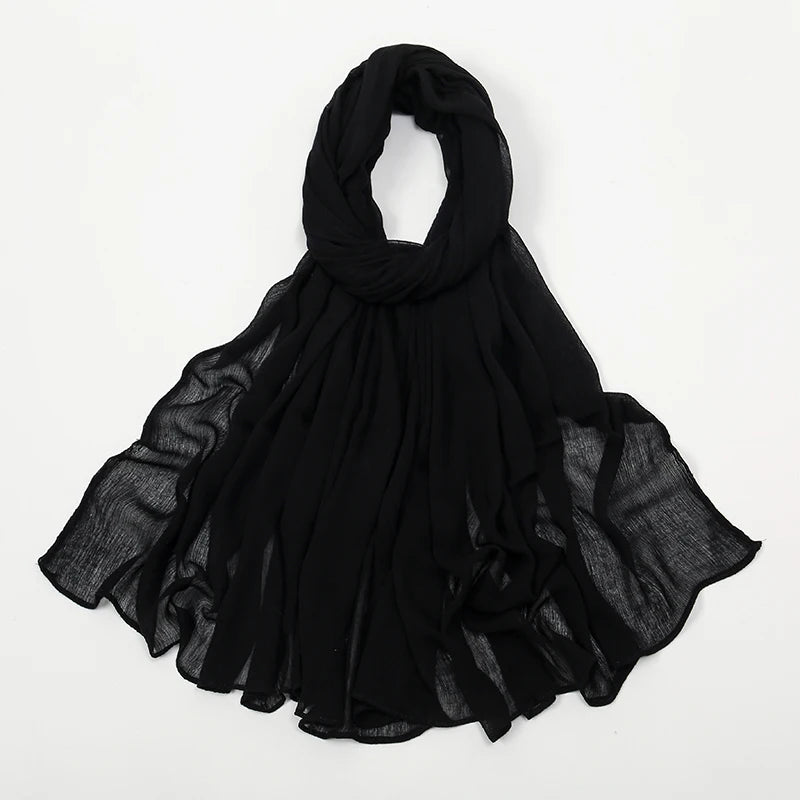 New Crinkle Rayon Hijab For Women Muslim Scarf Long Shawls Solid Islamic Turban Headband Heascarf Wraps Ramandan Headband