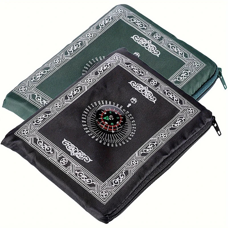 Lightweight Travel Prayer Mats Compass Pattern Muslim Prayer Mats Pilgrim Ramadan Gift Muslim Waterproof Polyester Prayer Rugs