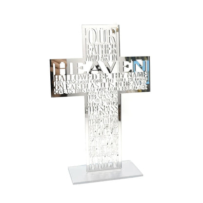 21cm Hollow Out Acrylic Scriptures for Cross with Stand Jesus Christ Catholic Bible Religious Christian Standing for Cross A0KF
