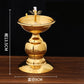 Golden Oil Lamp For Buddha With Glass Windproof Cover,Metal Buddhist Lantern Burner,Religious Candlestick Item