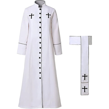 Medieval Priest Costume Catholic Church Religious Roman Retro Pope Pastor Father Mass Missionary Robe Clergy Cassock Full Sets