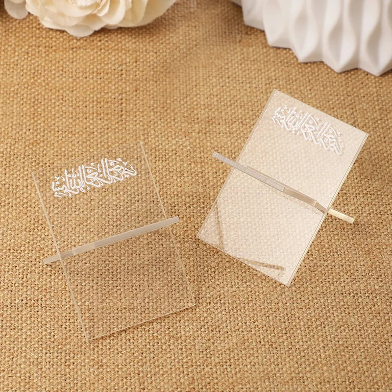 5Pcs Ramadan Acrylic Date Stands Eid Al-Adha Food Dessert Mini Tray Holder Muslim Islamic Party Home Table Decoration Supplies