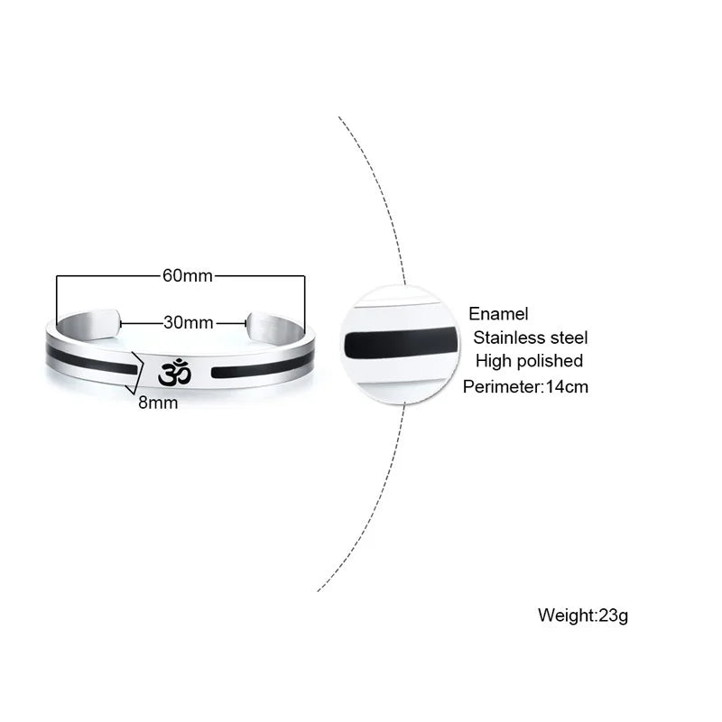 Vnox AUM OM Bangle Bracelet Men Women Stainless Steel Yoga Meditation Jewelry