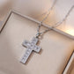 Stainless Steel Sparking Women Cross Necklaces, Gold Color Metal Cross Pendant, Bling CZ Stones Christ Religious Prayer Collar