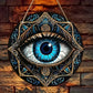 1 piece, "Bohemian style evil eye protection pattern design" round wooden decorative plate, wooden listing, door and window