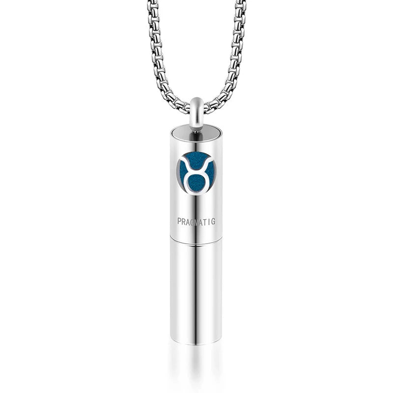 Twelve Constellations Aromatherapy Essential Oil Pendant Lockets Perfume Storage Diffuser Necklace 316L Stainless Steel Jewelry
