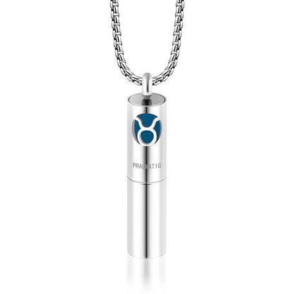 Twelve Constellations Aromatherapy Essential Oil Pendant Lockets Perfume Storage Diffuser Necklace 316L Stainless Steel Jewelry