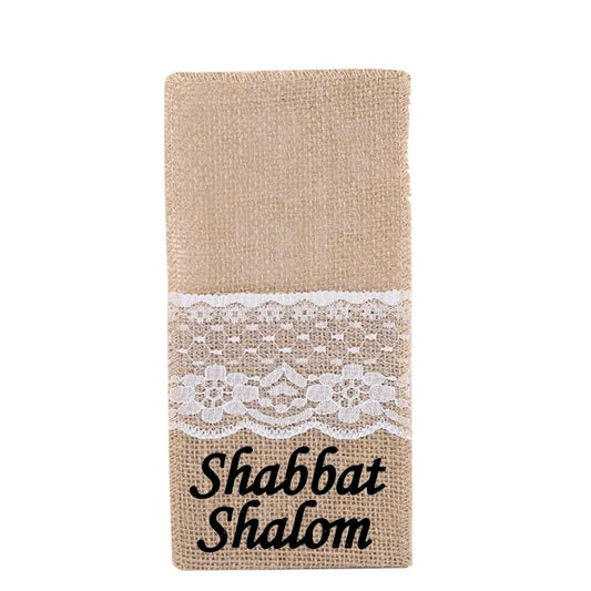 5pcs Shabbat Shalom Cutlery Napkin Holder Pouch Bags Jewish judaica Hebrew Sabbath Dinner home decoration Hostess wife mom Gift