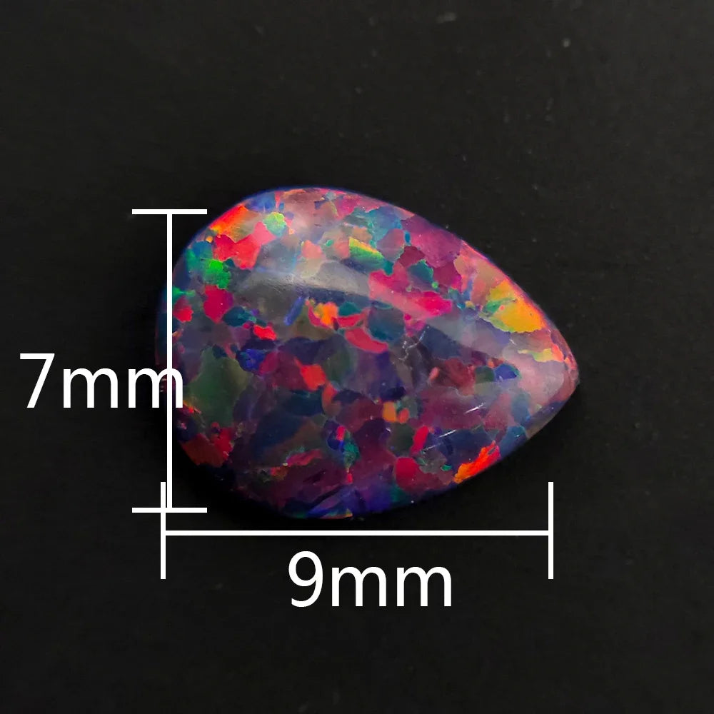 Synthesis Opal Cabochons Loose Gemstone Oval Fire Color Ring Face Flat Colorful Gemstone Cabochons Ring Setting DIY Jewelry