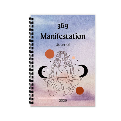 1PC Watercolor Meditating Figure Themed Spiral Notebooks, Calm 369 Manifestation Journal, for Personal Mindful Living Cultivatio