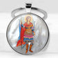 25mm/30MM Archangel Saint Michael Protect Me Holy Shield Angel Protection Glass Pendant Christian Keychains Jewelry Gift