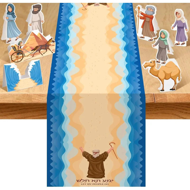 VIKAMA Passover Tablecloth Jewish holiday decoration, suitable for Passover Seder ceremonies, featuring Star of David motif