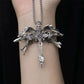 New Retro Six Winged Angel Cross Pendant Necklace keychain European American Unique Exaggerated Fashion Accessory Wholesale