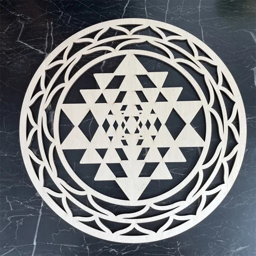 Wooden Flower Of Life Natural Symbol Sacred Geometry Ornaments Home Decoration Chakra Carved Coaster Wood Sign Wall Kitchen DIY