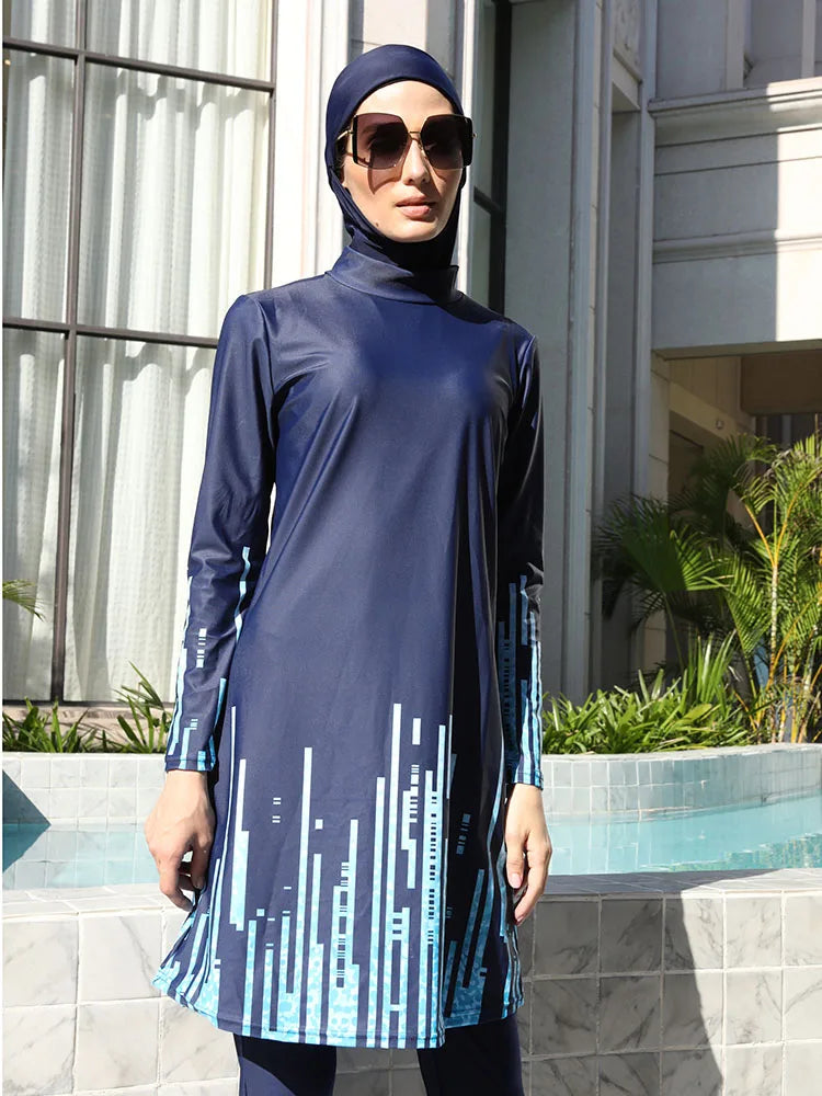 3/4PCS Muslim Burkini Women femmes Swimming Suit Modest Swimwear Islamic Long Sleeve Full Cover Hijab , Quick Drying, UPF50+