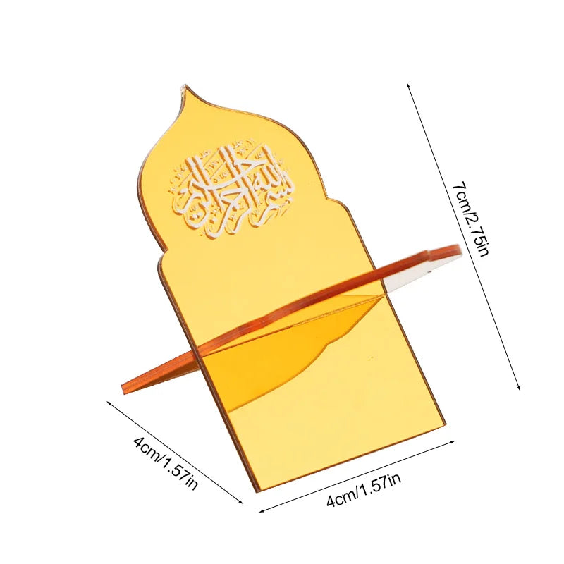 1/5Pcs Gold Acrylic Islamic Date Stand Eid Mubarak Mini Shelf Food Dessert Holder Ramadan Party Home Table Decoration Supplies