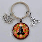 Indian Buddha Meditation 7 Chakra Mandala Psychedelic Yoga Glass Cabochon Keychain Ornament