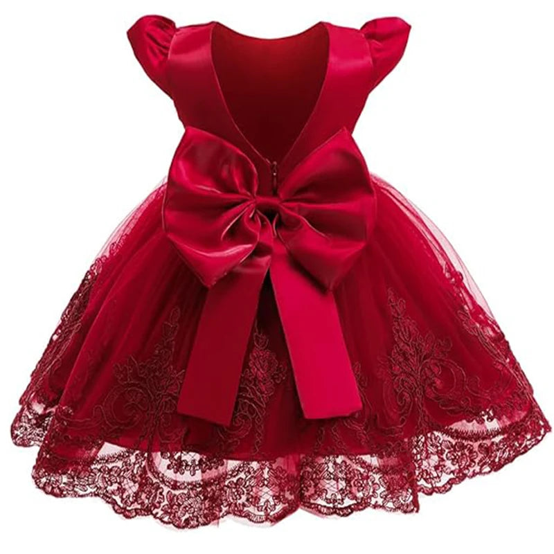 New Years Wedding Princess Dress For Girls Kid Vestidos Birthday One Year Dress Party Baptism Bow Clothes Christmas Costume 0-2Y