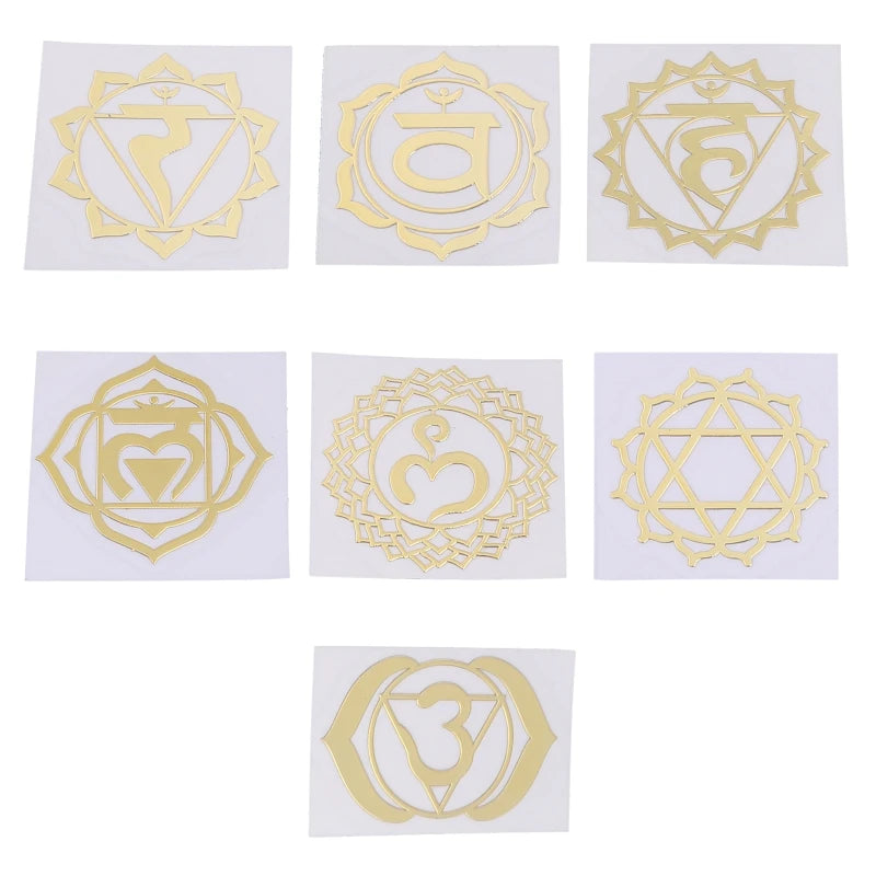 7 Pcs Sacred Geometry Metal Stickers Delicate Flower of Life Chakras Stickers Pyramid Art Resin Filler Supplies Meditation
