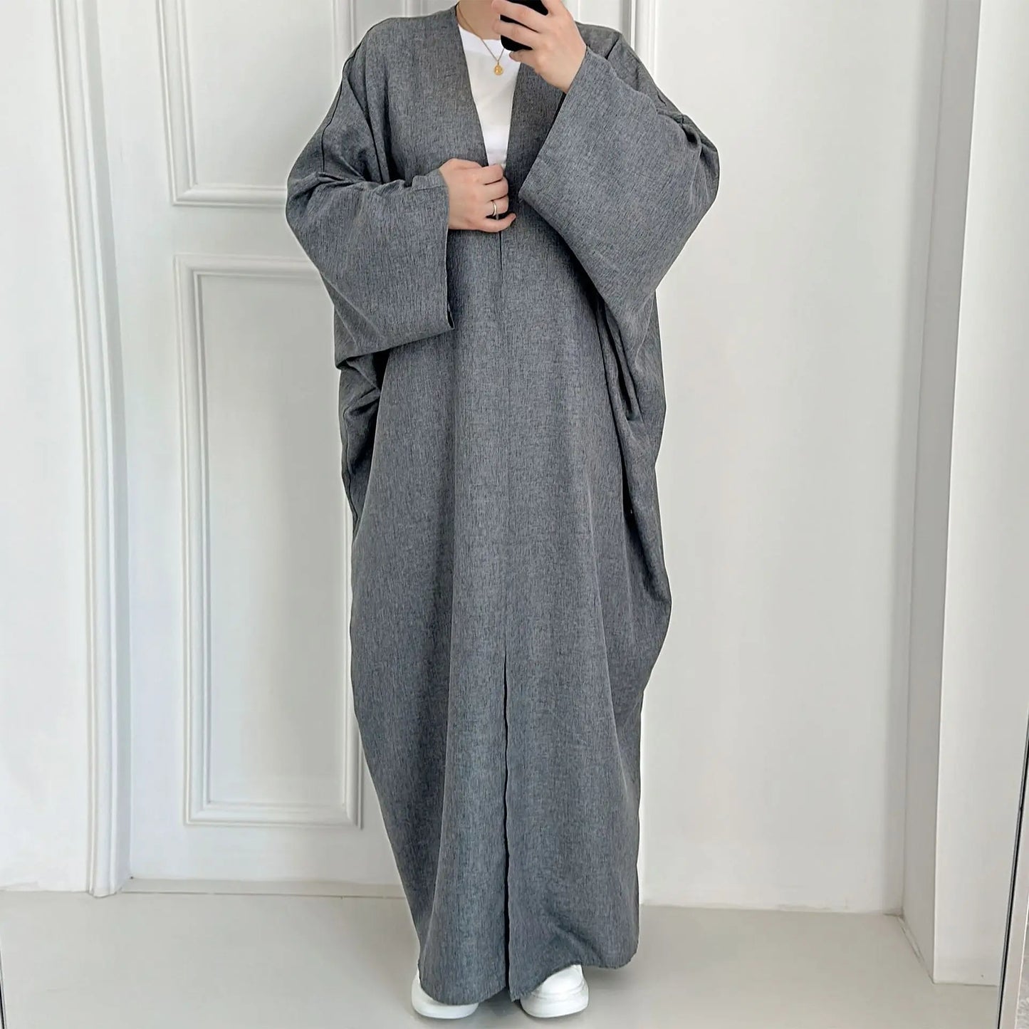 Summer Abaya Dubai Turkey Muslim Batwing Sleeves Islamic Clothing Women Hijabi Outwear Ramadan Eid Kaftan Open Front Kimono