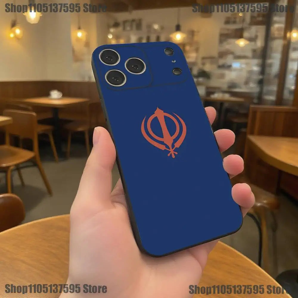 Sikh Khanda Sikhism SOVEREIGN Phone Case For iPhone 17,16,15,14,13,12,11,Pro,XS,Max,XR,Plus,E,SE4,Mini Black Soft Cover