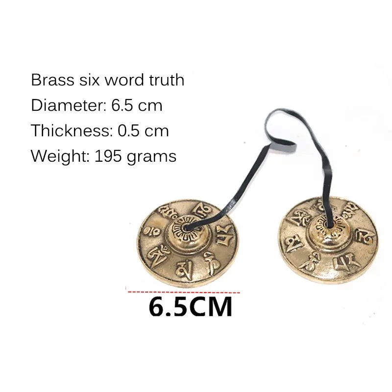 6.5cm Tibetan Bell Meditation Handcrafted Cymbal Bell Copper Crisp Sound Symbols Buddhist Temple with Bag