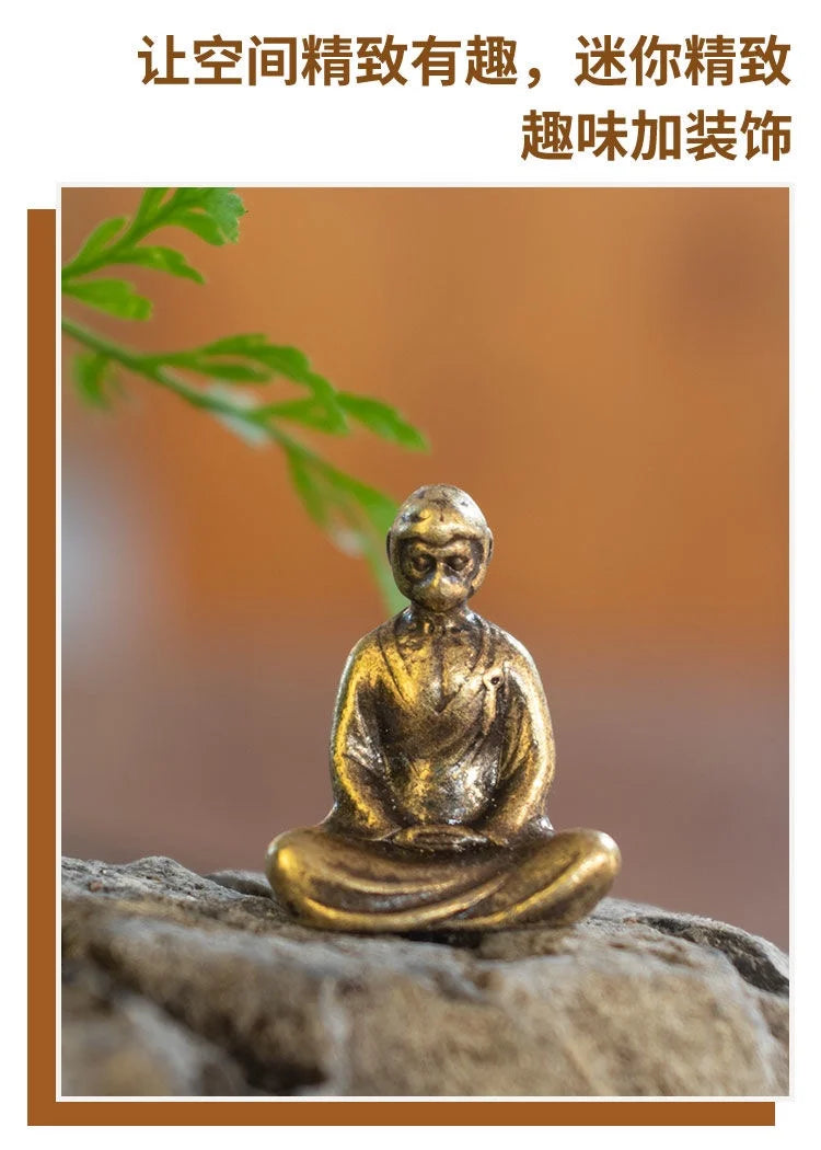 Micro Landscape Bronze Chinese Buddha Ancient Tea Ceremony Zen Moss Rockery Bonsai Sand Table Decorationfairy Garden Miniatures