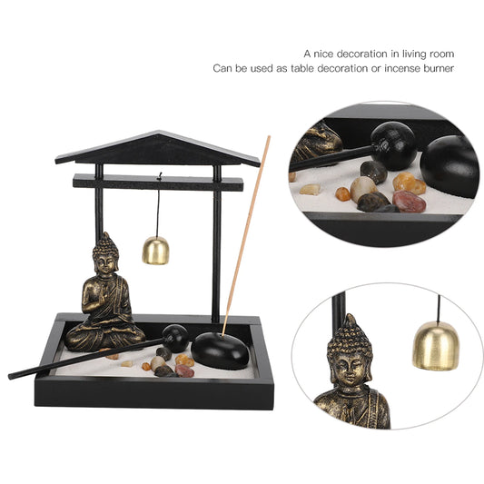 Buddha Sand Tray Zen Garden Decor Resin Craft Home Ornament for Living Room Desktop Meditation Focus Innovative Mindful Gift