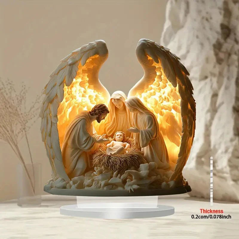 NEW Nativity Centerpiece 2D Acrylic Jesus Birth Scene for Tabletop Decor Elegant Holiday Party Ornament, Gift for Home & Office