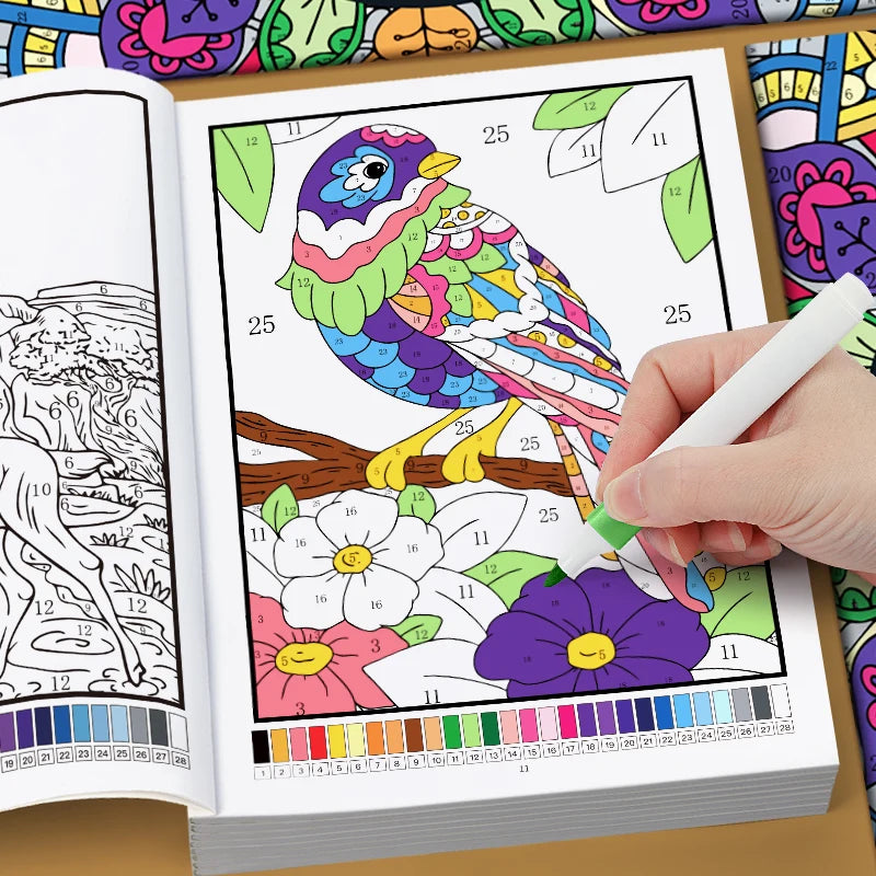 32 Pages Color By Number Mandala Coloring Book for Adults Relaxation Stress Relief Mindfulness Anti-Anxiety Therapy Gift