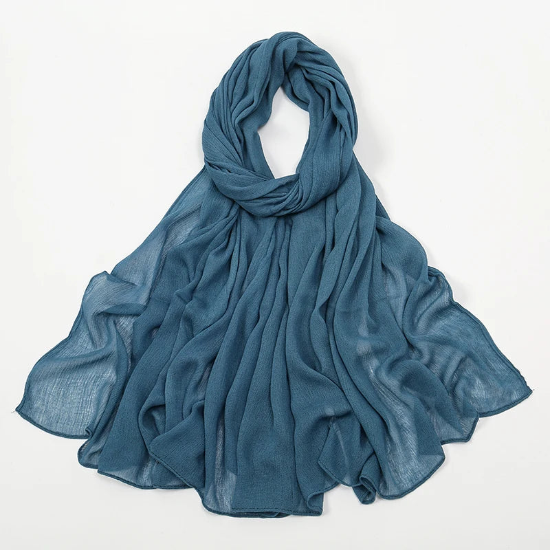 New Crinkle Rayon Hijab For Women Muslim Scarf Long Shawls Solid Islamic Turban Headband Heascarf Wraps Ramandan Headband