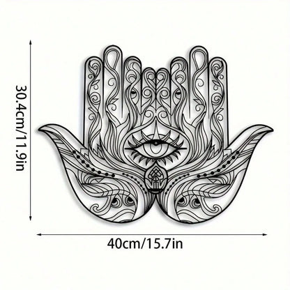 Hamsa Hand Wall Decor Metal Sculpture Evil Eye Spiritual Art Deco Rustproof Home